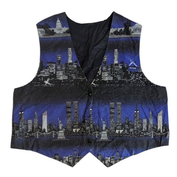 NYC Los Angeles Skylines Mens Vest Twin Towers XL - Picture 1 of 4